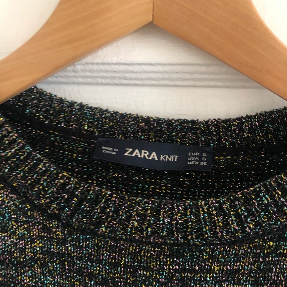 Sparkly Cropped Zara Knit Top sz Small - Picture 4 of 5